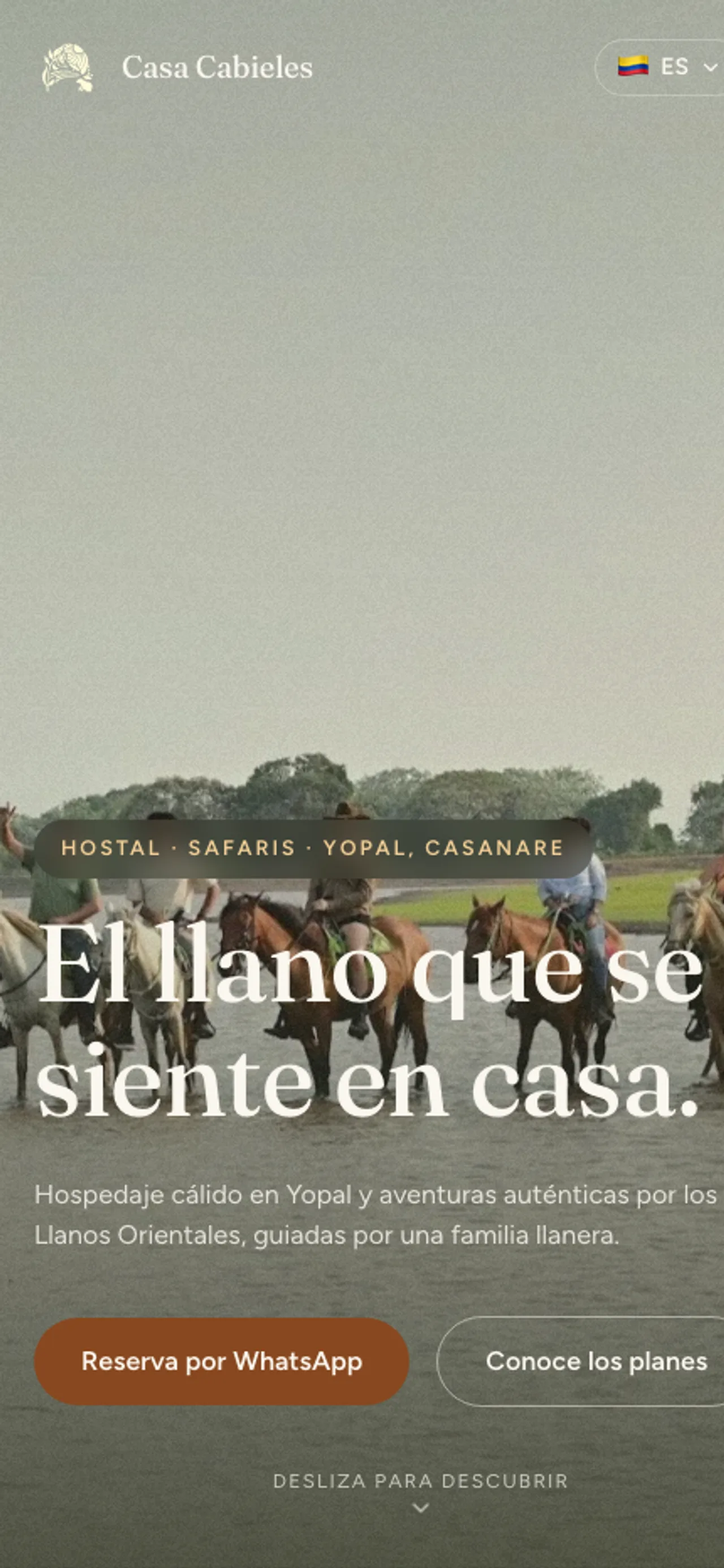 El sitio en móvil, con el mismo titular y la reserva a la vista